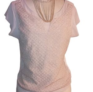 Express top quilted front side sparkle gold size s